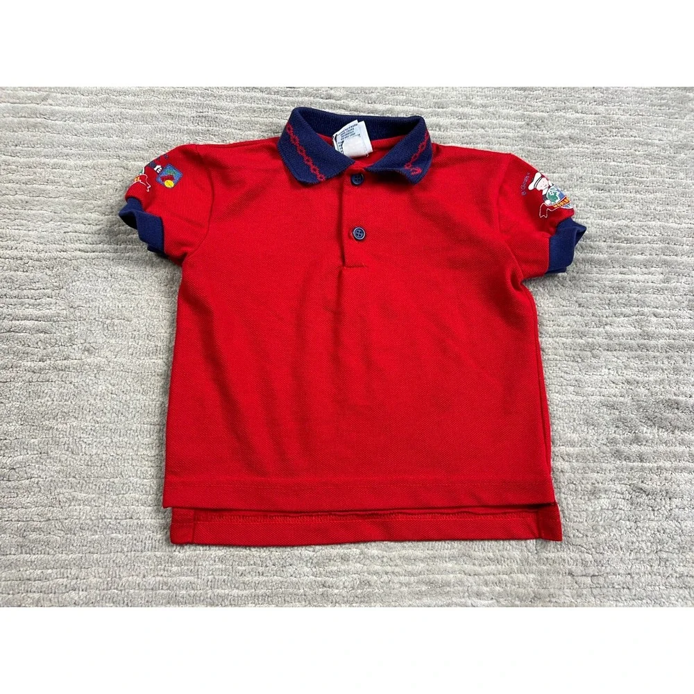 OshKosh Polo Shirt Unisex 24M Red Vintage B'gosh S/S Nautical‎ Sailor USA